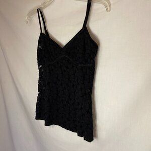 Mango Basics Black Lace Tank Top